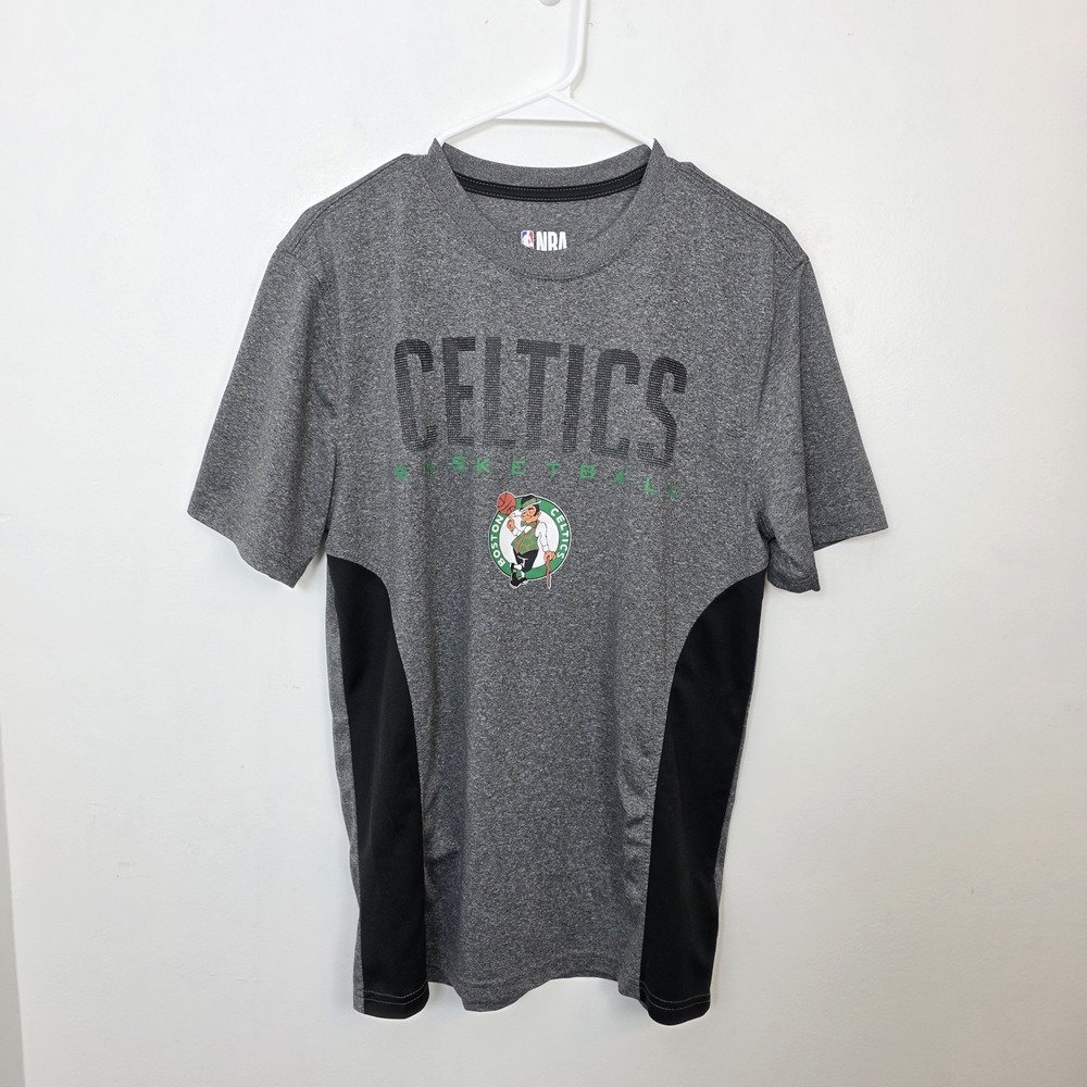 NBA Grey Black Boston Celtics Basketball Logo Jersey Shirt Size Medium